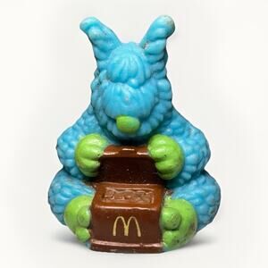 Vintage 1985 Aviva Tinosaur Blue Monster With Treasure Chest 1.75" McDonalds Toy